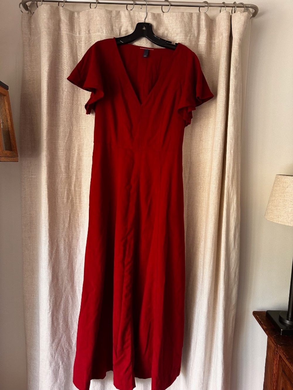All In A Day Cranberry Red Linen Dress